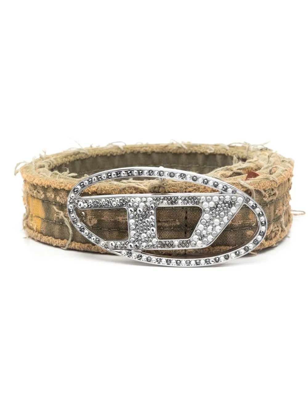 diesel logo buckle leather belt