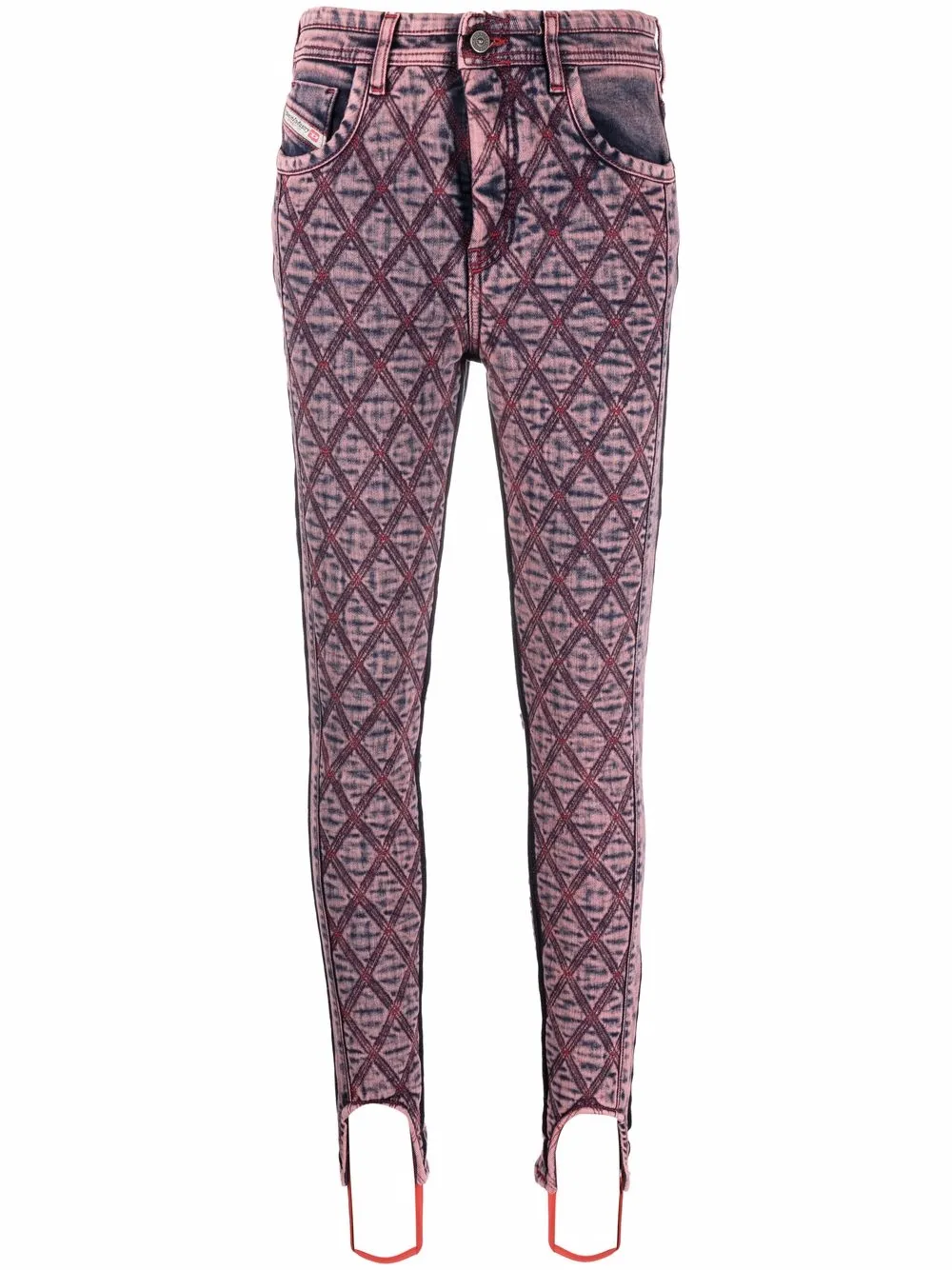 Diesel super-skinny quilted jeans - Pink