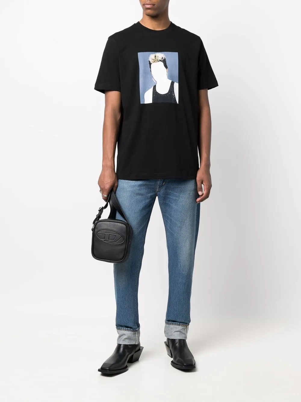  Diesel T Shirt Mit Grafischem Print   Schwarz 
