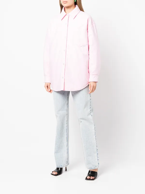 Alexander Wang Oxford Padded Shirt Jacket Pink FARFETCH RO