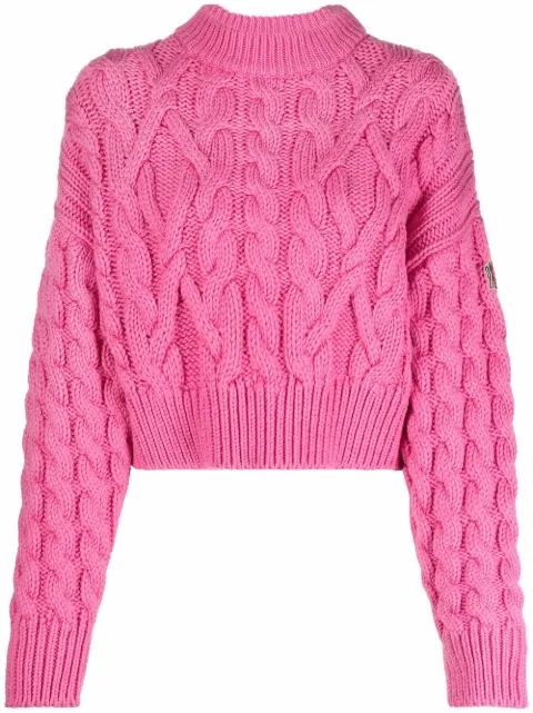 Moncler pull crop en maille torsadée