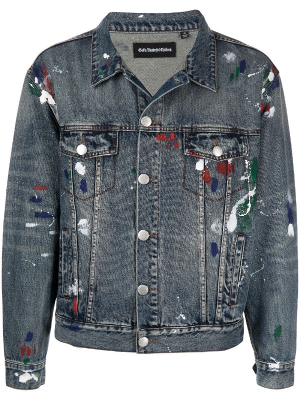 Calvin klein paint splatter best sale denim jacket