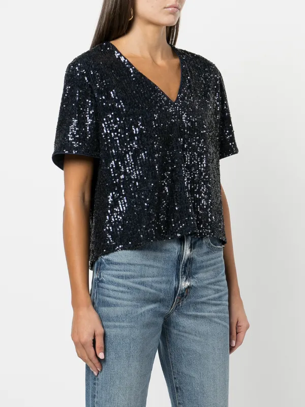v neck sequin top