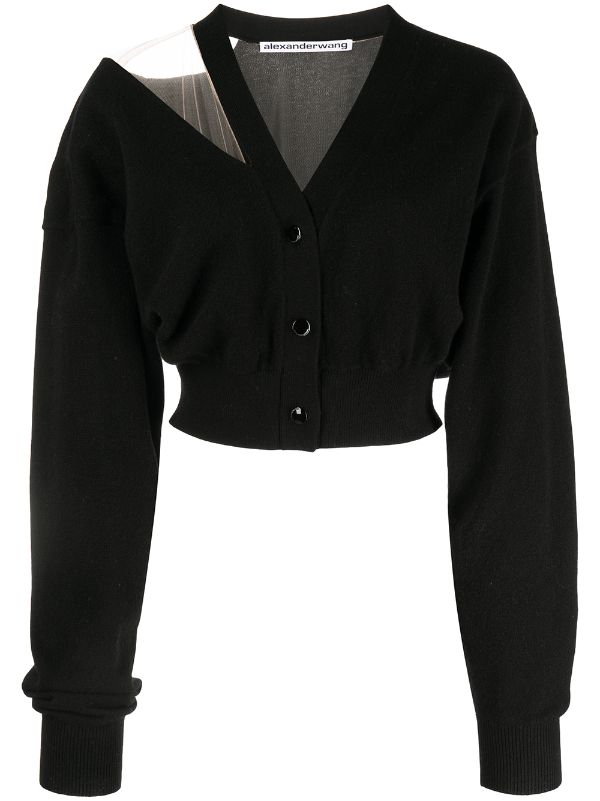 cropped black cashmere cardigan