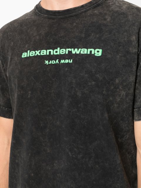 Shop Alexander Wang logo print acid wash T-shirt with Express 