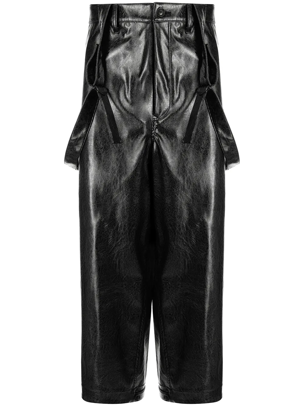 faux leather dungarees