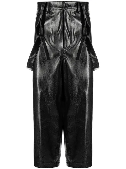 Yohji Yamamoto faux leather dungarees