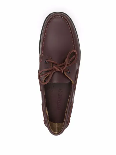 Sebago lace-up leather boat shoes red 