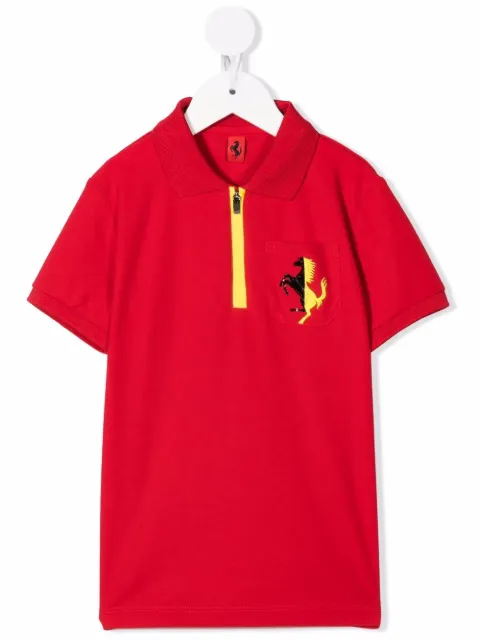 ferrari kids logo拉链polo衫
