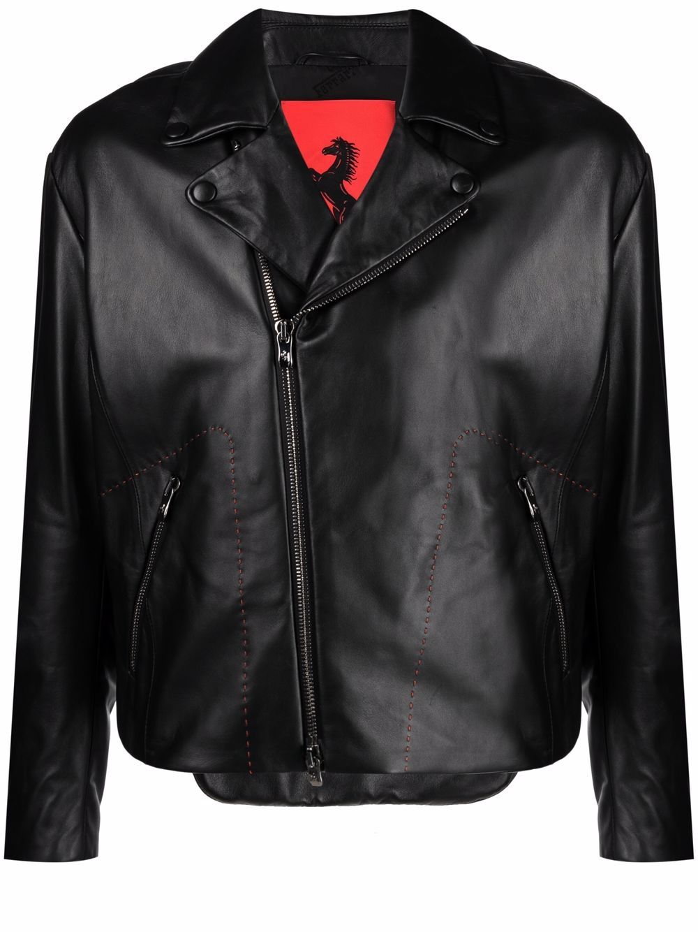 

Ferrari Prancing Horse leather biker jacket - Black