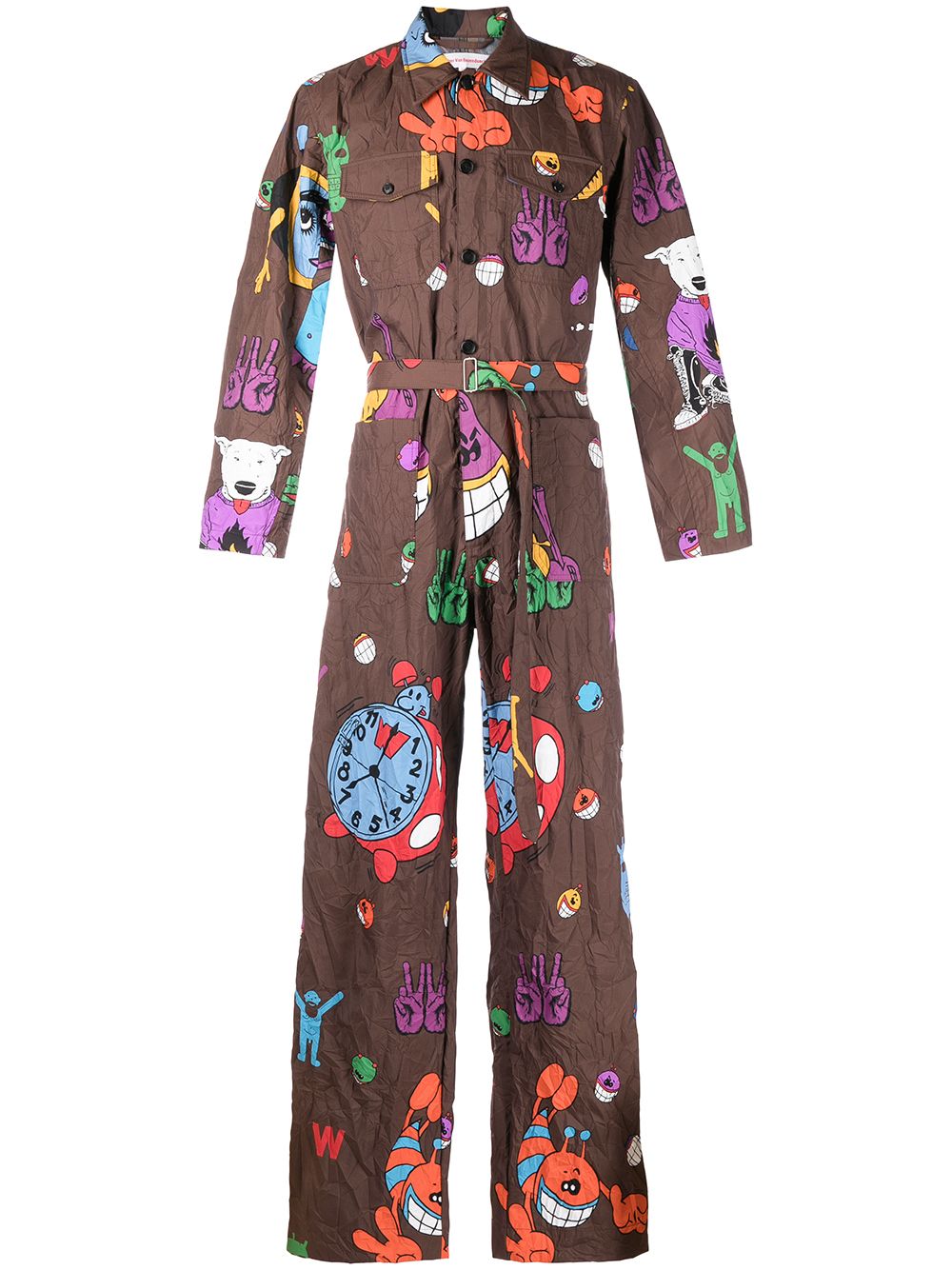 

Walter Van Beirendonck jumpsuit con dibujos estampados - Marrón