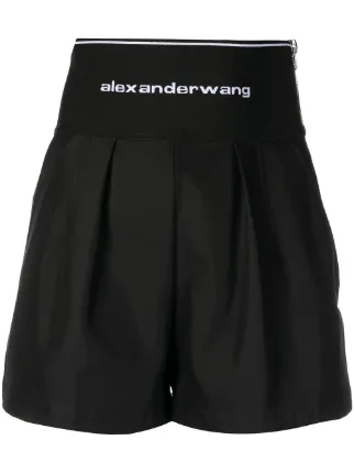 alexanderwang アレキサンダーワン ハイウェストロゴショートパンツ Alexander Wang ロゴウエスト ショートパンツ | ブラック | FARFETCH JP