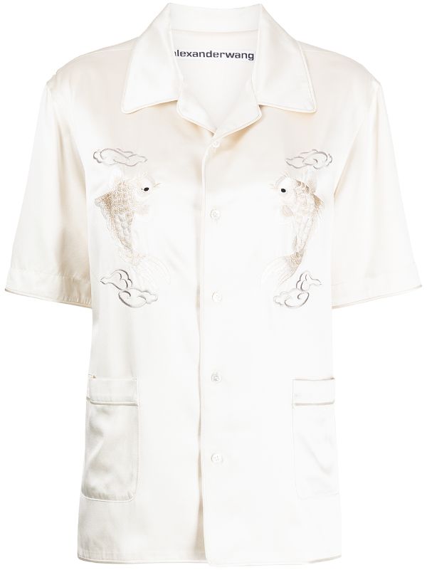 Alexander Wang Embroidered silk-satin Shirt - Farfetch