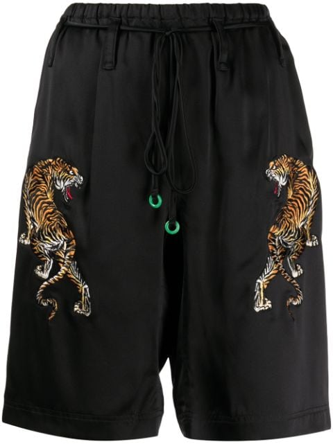 Alexander Wang - tiger-embroidered silk-satin pyjama shorts