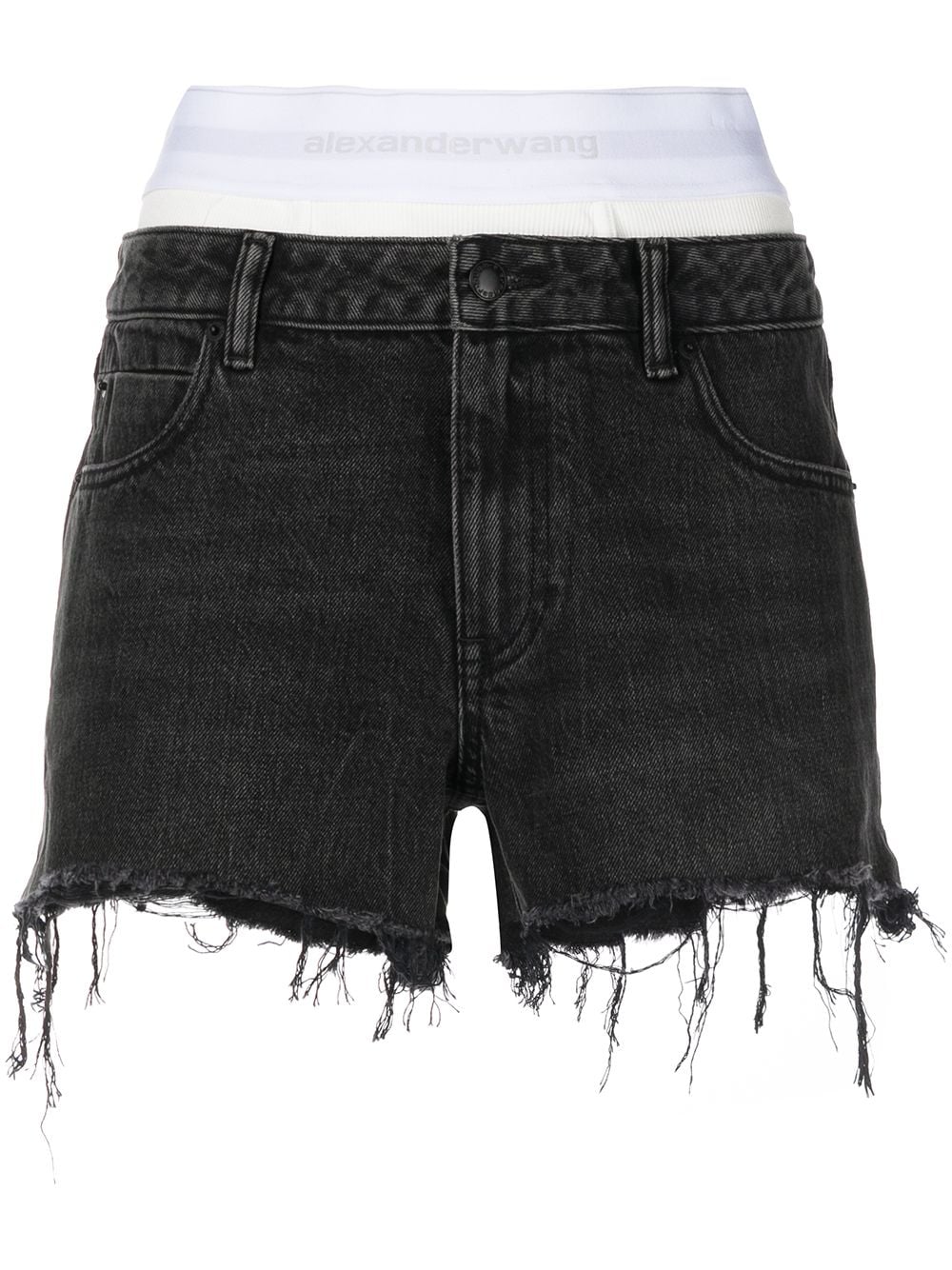 

Alexander Wang shorts de mezclilla con logo en la pretina - Gris