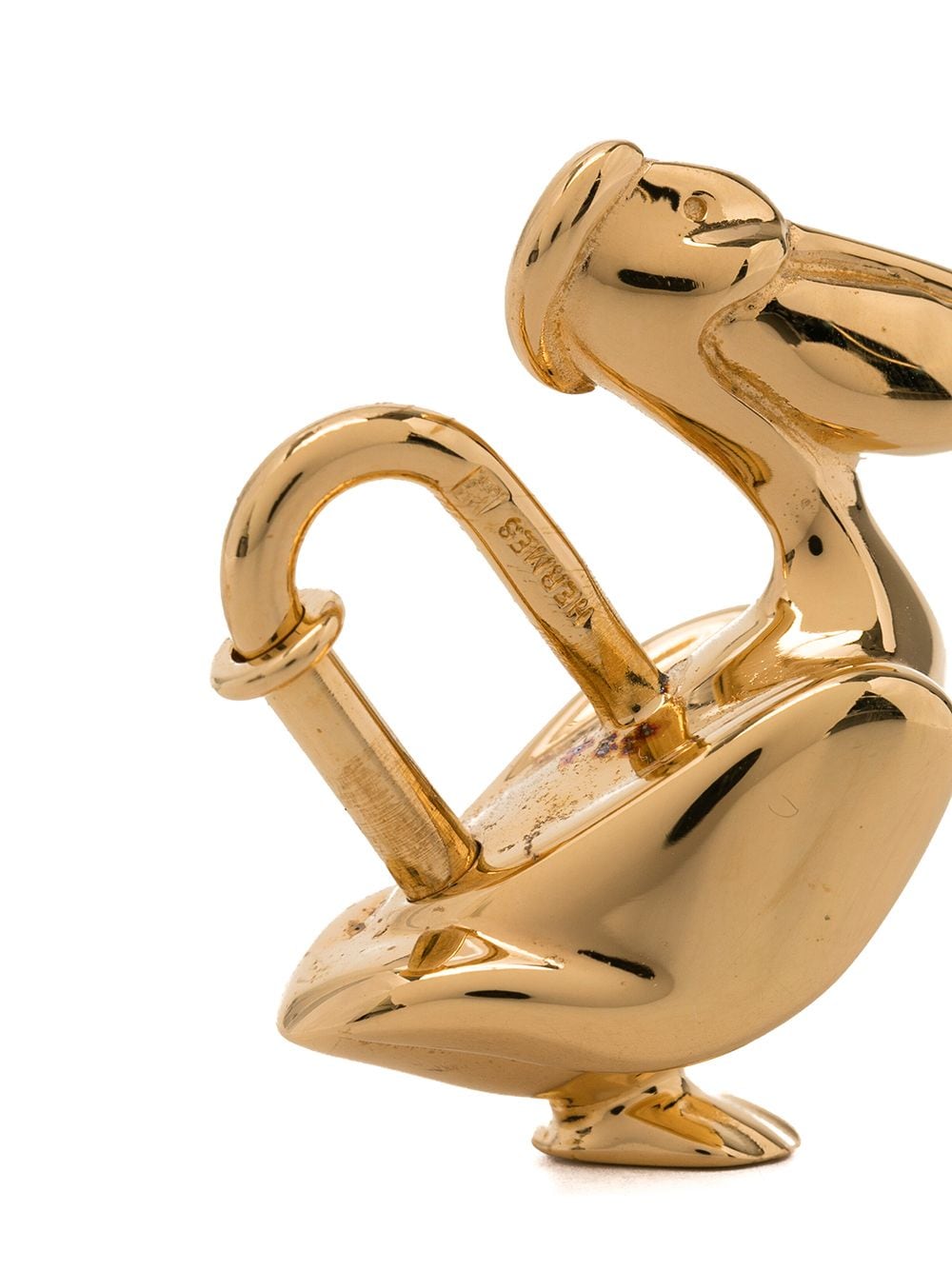 Pre-owned Hermes 1992  Stork Motif Cadena Padlock In Gold