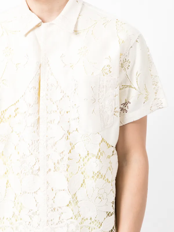 BODE lace-detail short-sleeved Shirt - Farfetch