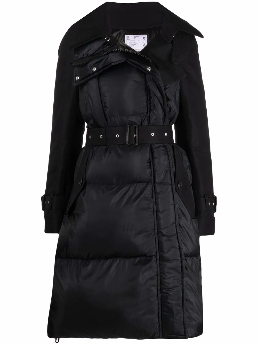 

sacai cotton gabardine padded coat - Negro