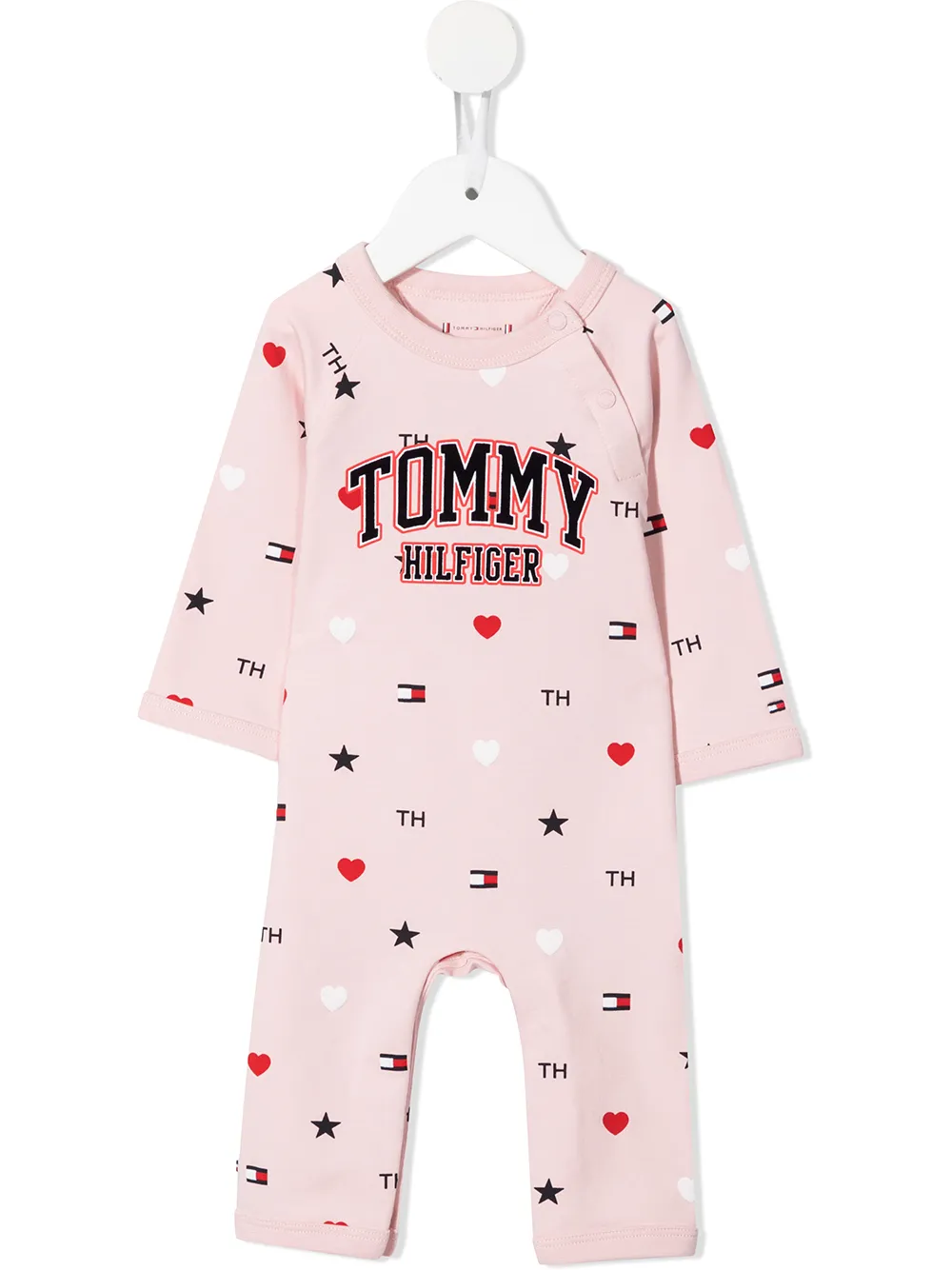 

Tommy Hilfiger Junior mameluco con logo estampado - Rosado