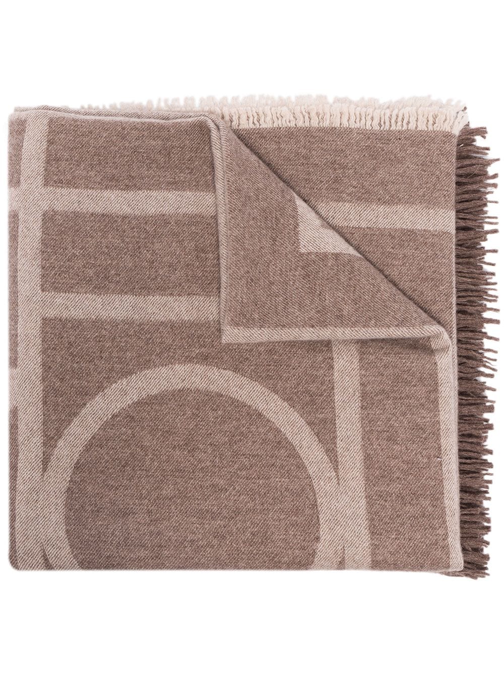 Monogram wool cashmere scarf tobacco – TOTEME