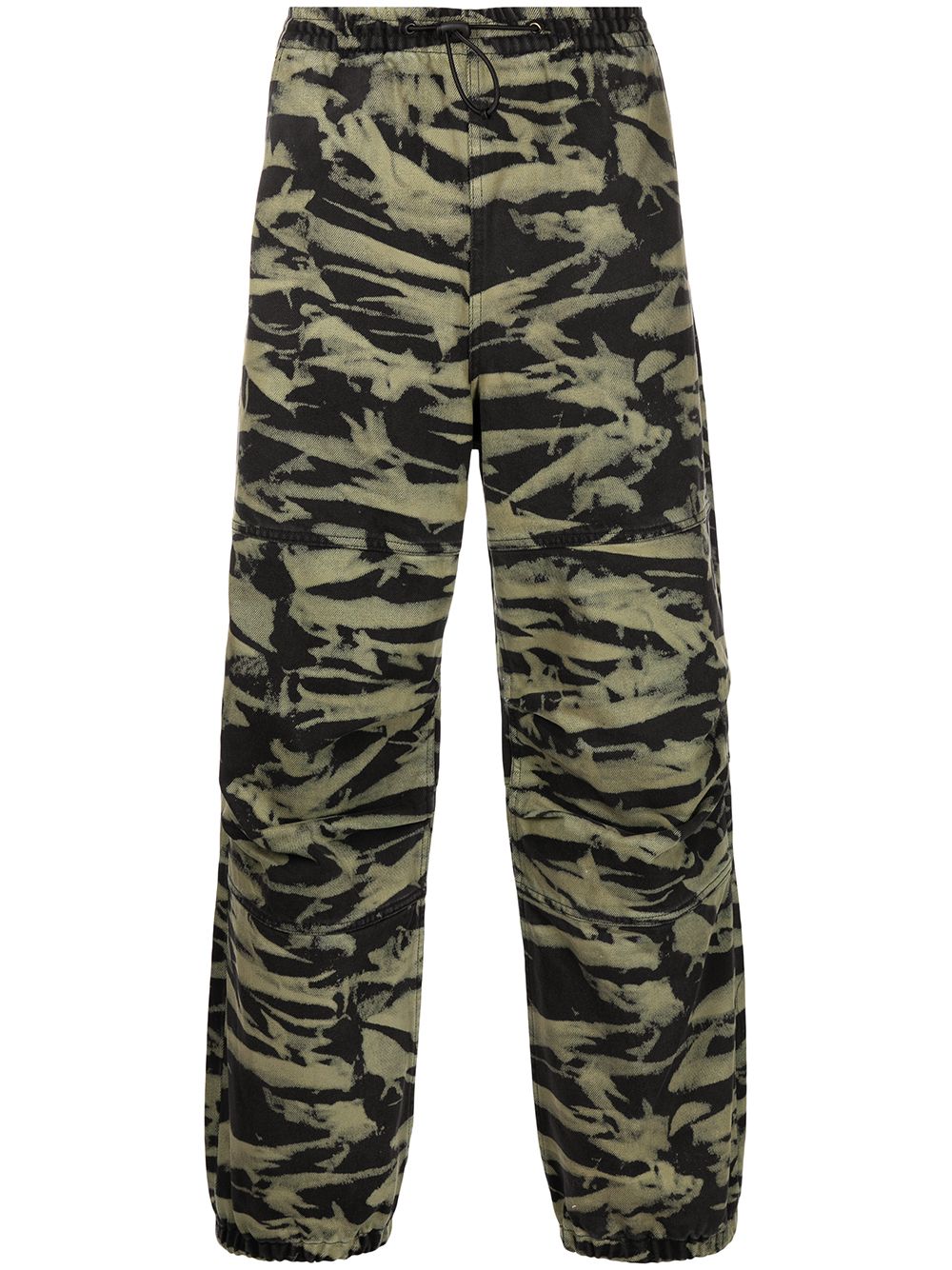 camouflage-print wide leg trackpants
