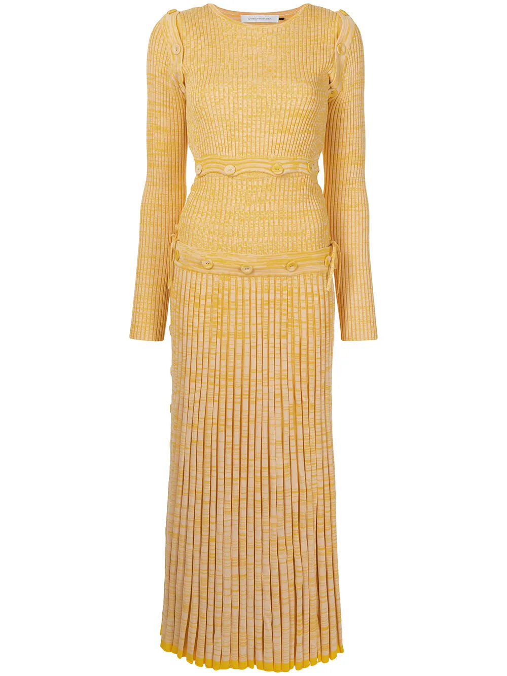 

Christopher Esber pleated knitted maxi dress - Yellow