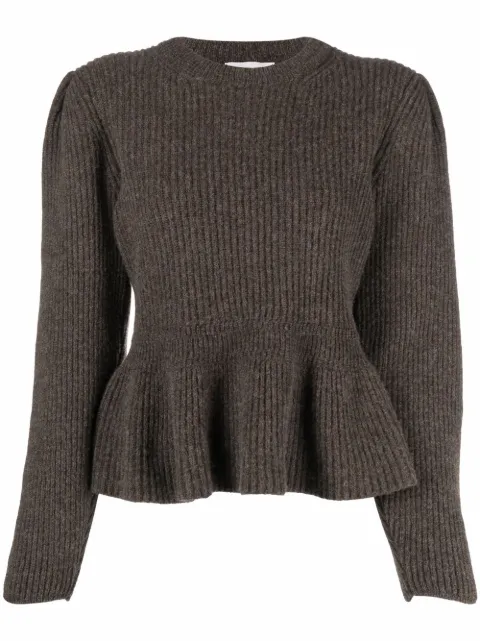 LEMAIRE ribbed-knit peplum-hem jumper