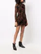 Saint Laurent geometric-print pussybow silk dress