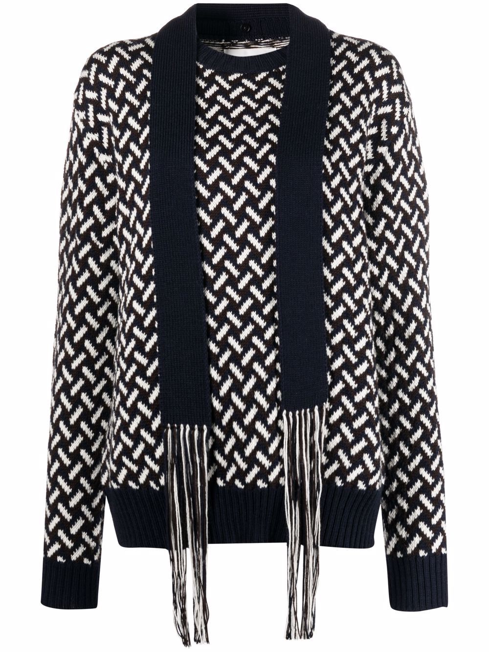 

Jil Sander scarf-detail patterned jumper - Azul