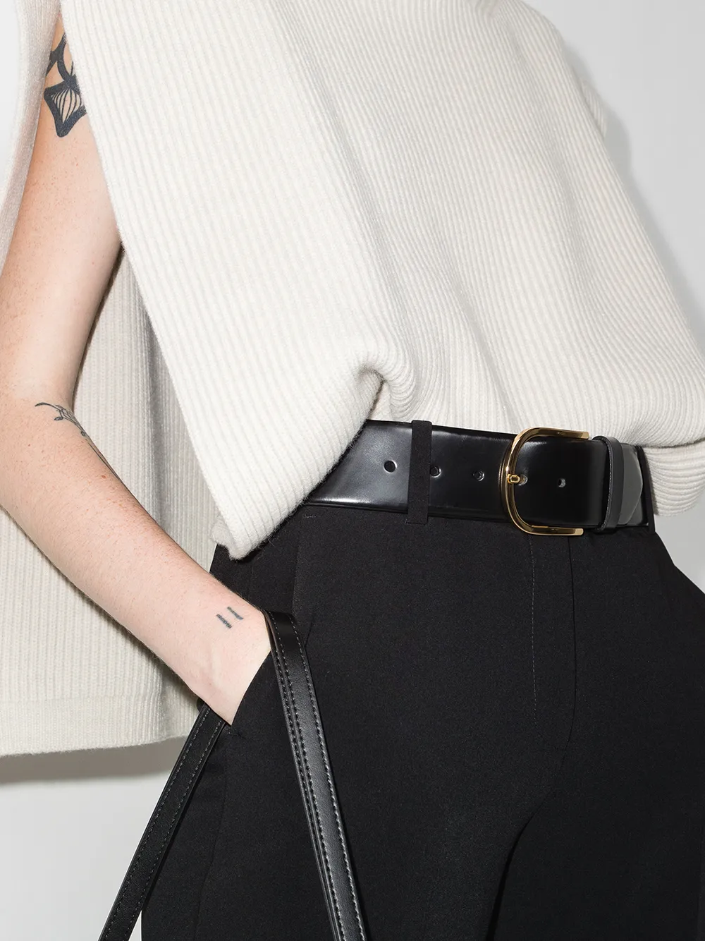 Shop Totême Buckle-fastening Leather Belt In Black