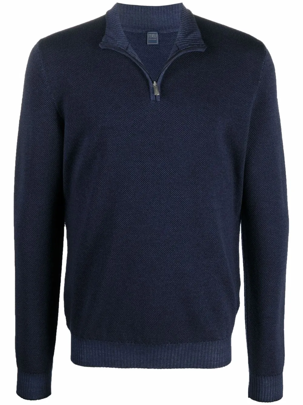 

Fedeli high neck zip-front jumper - Blue