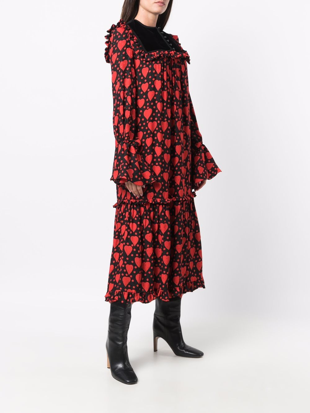 Shop Saint Laurent Heart-print Maxi Dress In Rot