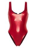 Saint Laurent lamé-effect swimsuit - Red