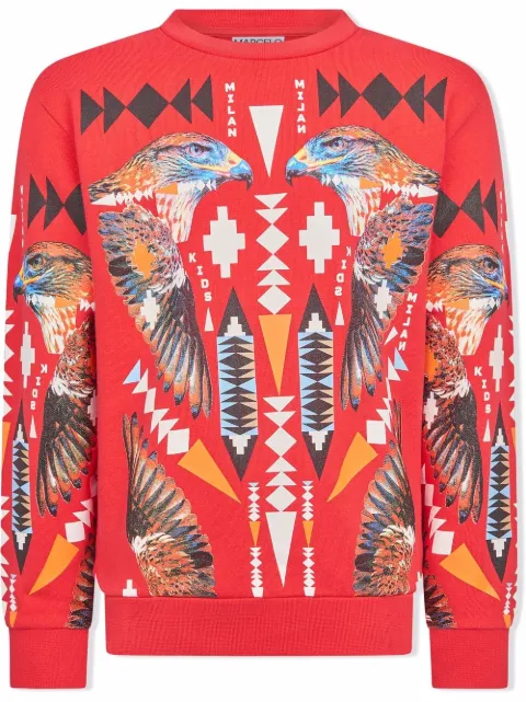 Marcelo Burlon County Of Milan Kids Moletom Hawk Cross decote careca