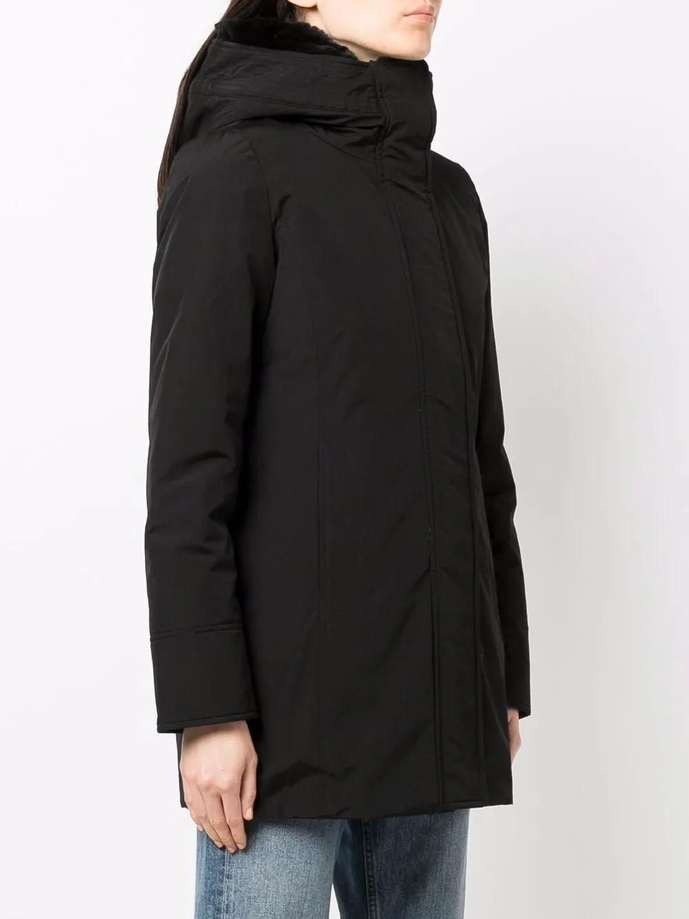 Shop Woolrich Fitted Hooded Parka In Black