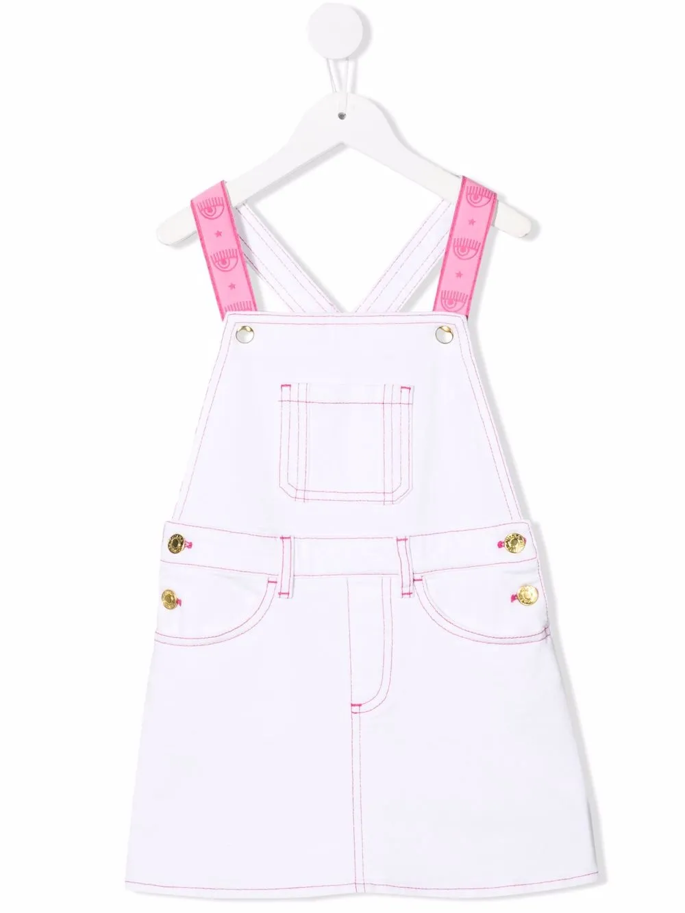 

Chiara Ferragni Kids vestido estilo jumper con costuras en contraste - Blanco