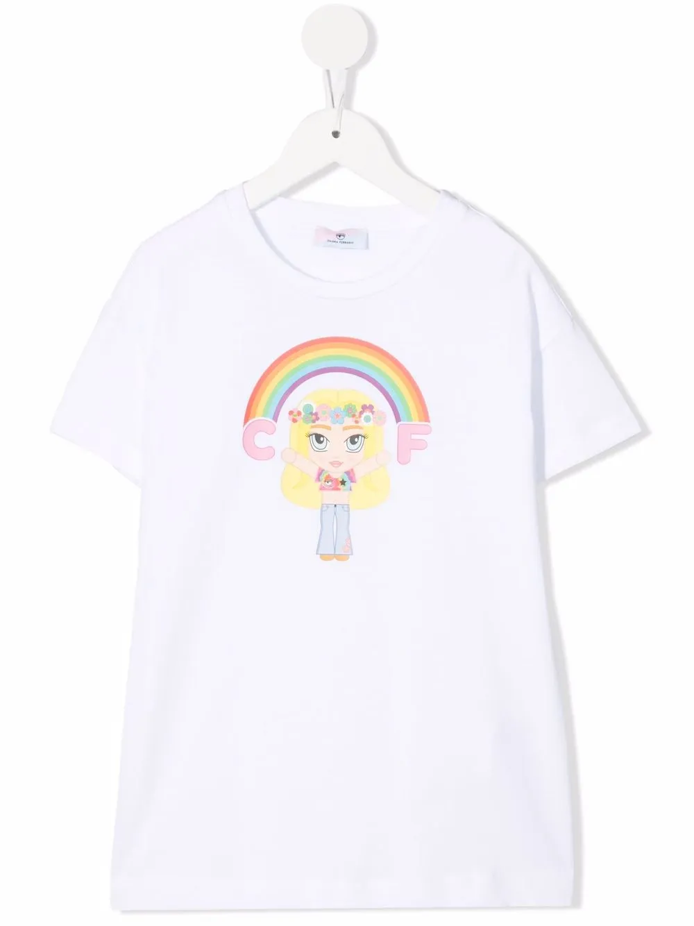 chiara ferragni kids t-shirt à logo imprimé - blanc