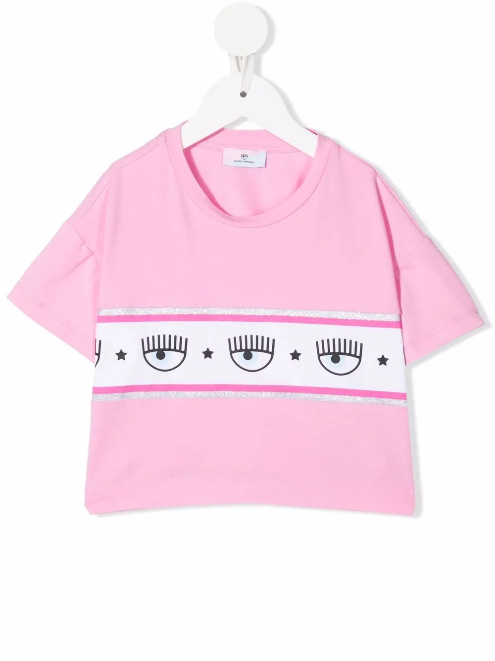 

Chiara Ferragni Kids playera con franja del logo - Rosado