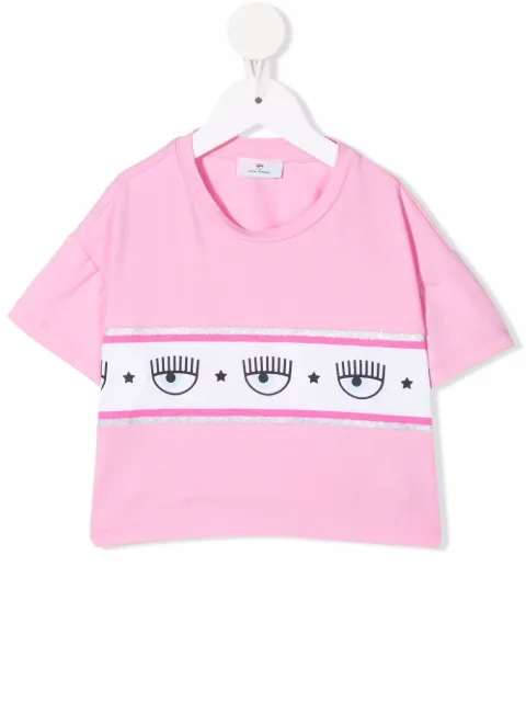 Chiara Ferragni Kids تيشيرت مخطط بشعار الماركة