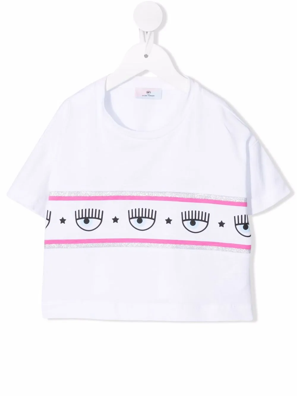 

Chiara Ferragni Kids playera con franja del logo - Blanco