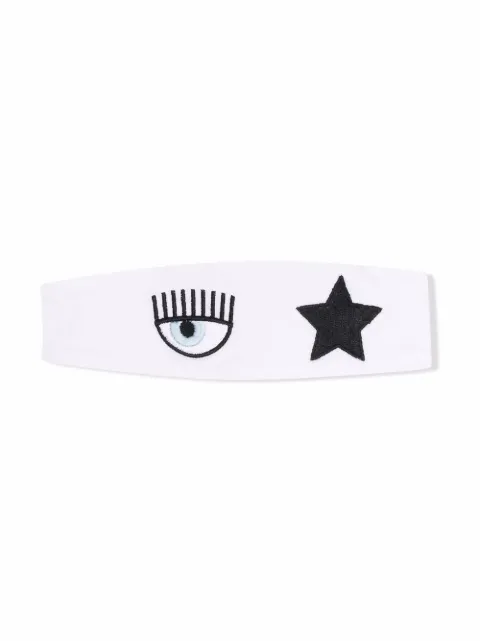 Chiara Ferragni Kids Eyestar embroidered cotton headband 