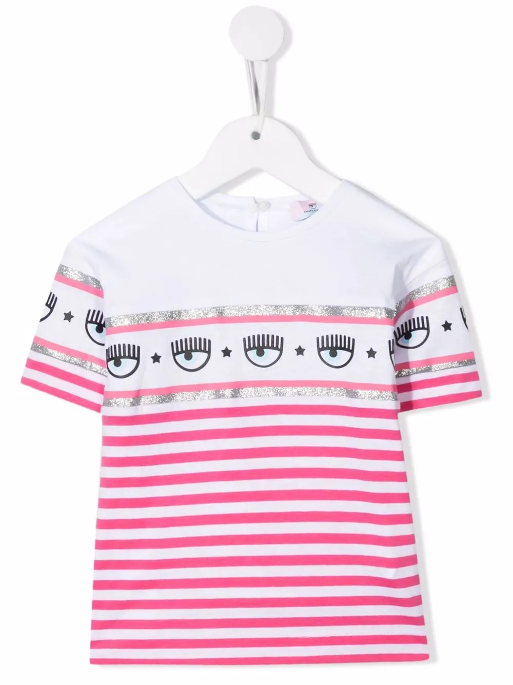 

Chiara Ferragni Kids playera a rayas con logo - Blanco