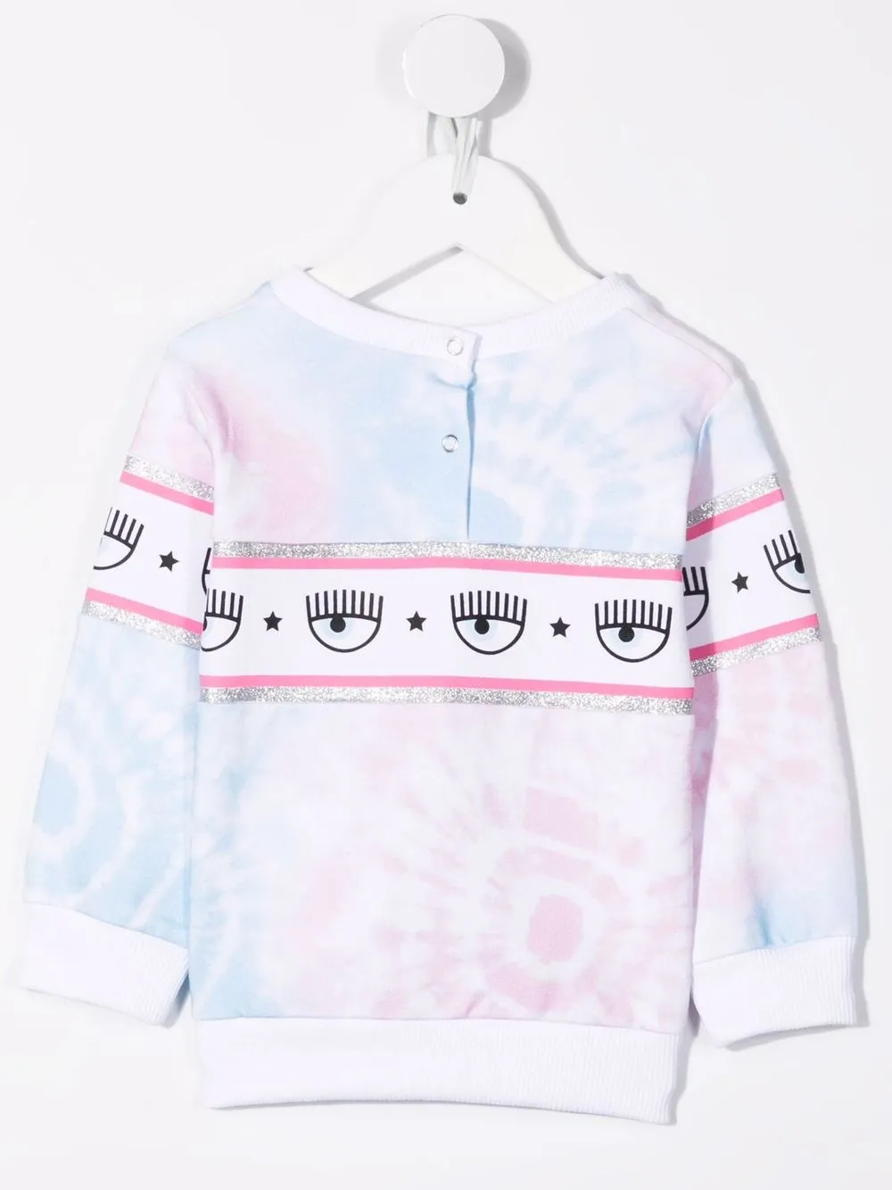 Chiara Ferragni White Sweatshirt With Multicolor Print In Blue