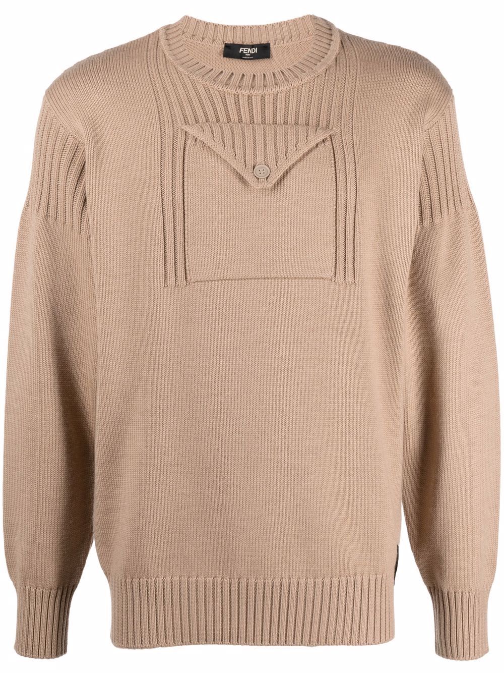 

Fendi flap-pocket ribbed-knit jumper - Neutrals