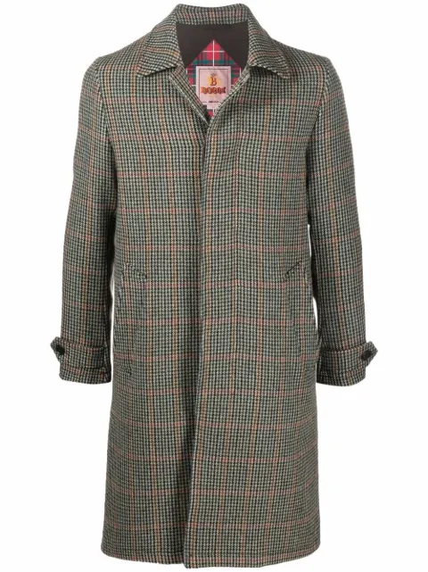 plaid-check button coat