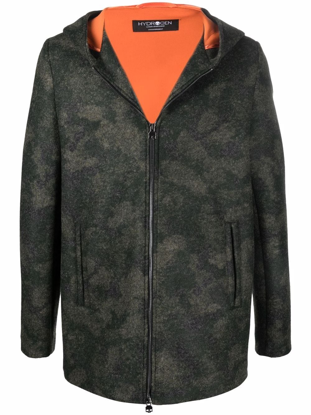camouflage hooded zip-up coat