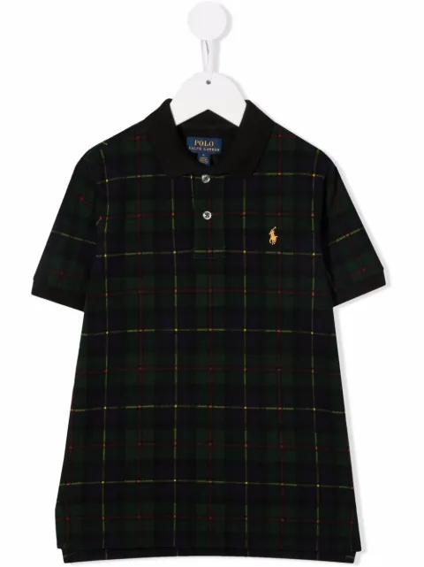 POLO RALPH LAUREN KIDS plaid print polo shirt