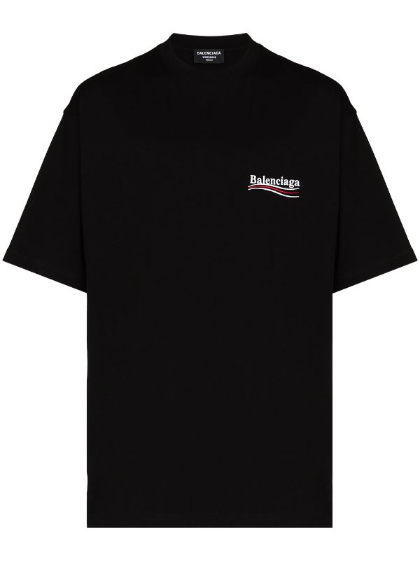 【送料タダ】バレンシアガ　Tシャツ　キャンペーンロゴ　ポリティカル　ブラック トップス