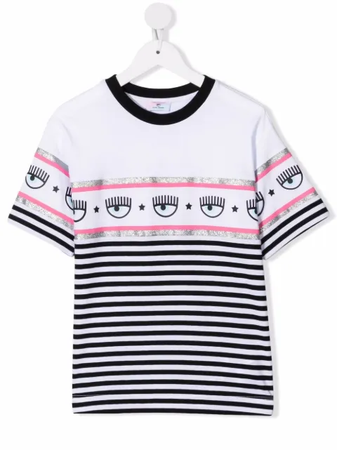 Chiara Ferragni Kids تيشيرت قطن مخطط