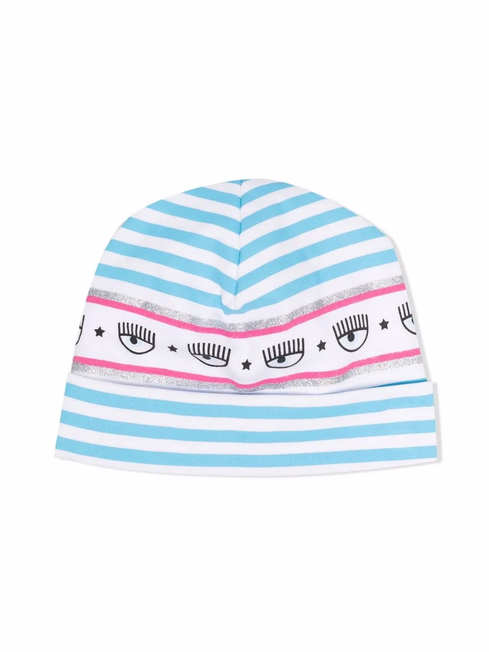 

Chiara Ferragni Kids gorro con rayas estampadas - Azul